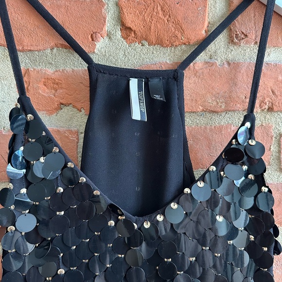 Topshop Black and Gold Sequins Mini Dress - Picture 2 of 4